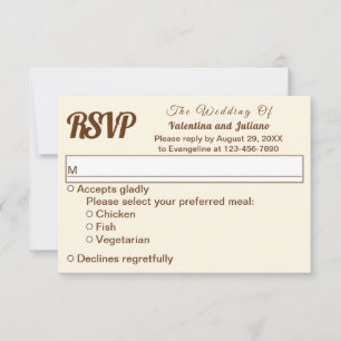 Ivory With Brown Typography Wedding RSVP
