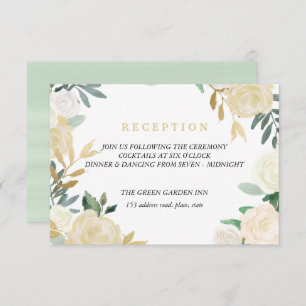 Ivory Wreath Wedding Reception Details Mint Invitation
