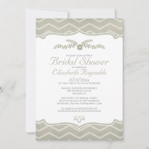 Ivory Zigzag Bridal Shower Invitations