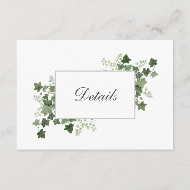 Ivy and Fern Wedding Details Enclosure Card (Front)