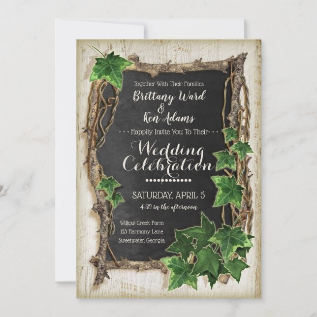 Ivy and Willow Wedding Invitations (Front)