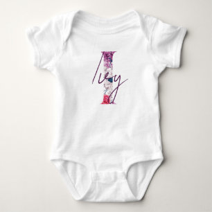 Ivy Baby Name Reveal Outfit Floral Vintage I Girl Bodysuit