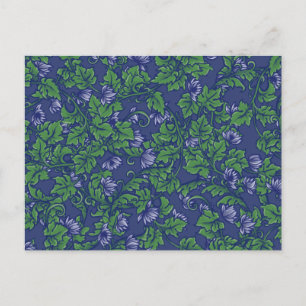 Ivy Blues Pattern blue floral green earthy art Postcard