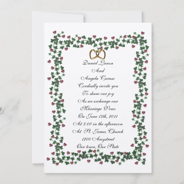 Ivy border wedding invitation template (Front)
