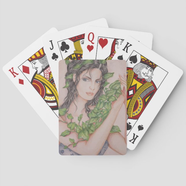 Ivy Bride Girl Portrait Pencil Art Illustration Playing Cards (Back)