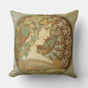 Ivy by Alphonse Mucha Cushion