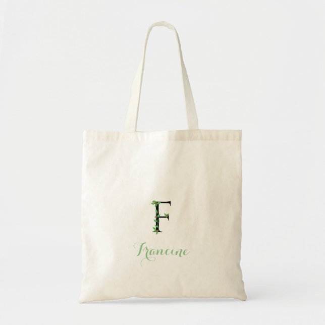Ivy Design on Monogram F Tote Bag (Front)