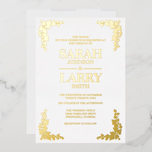 Ivy Elegant Gold Traditional Wedding (Envelope)