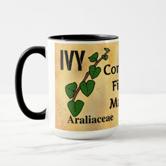 Ivy floriography flower language aged paper style mug