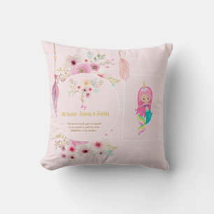 IVY - Girls Name Meaning Gift Item - Pink Mermaid Cushion