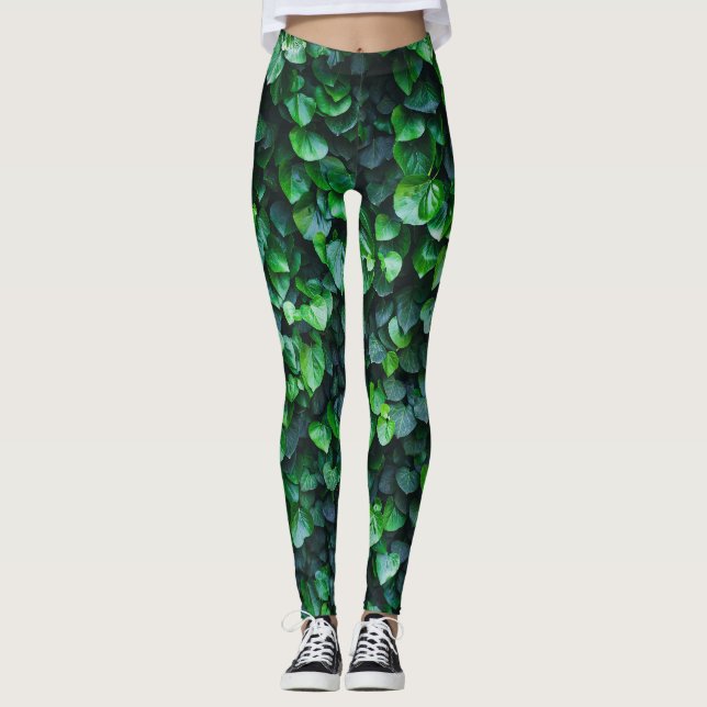 Ivy green wall: natural surface. leggings (Front)