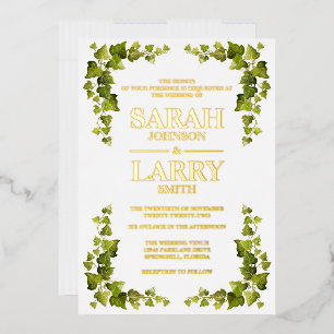 Ivy Leaf and Elegant Gold Traditional Wedding