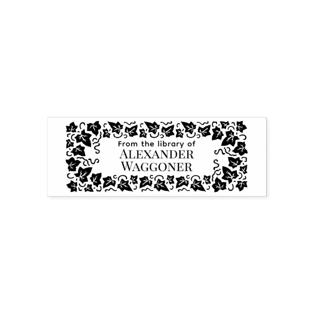 Ivy Leaves Frame “From the library of” Book Name Self-inking Stamp (Design)