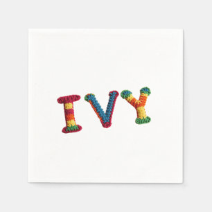 Ivy Name in Vibrant Crochet Pattern Napkin