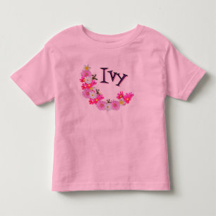 Ivy Name With Baby Meerkat Flower Garland, Toddler T-Shirt