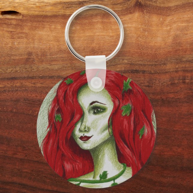 Ivy Nymph Redhead Woman Pixie Fantasy Art Key Ring (Front)