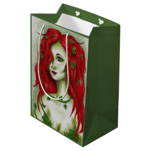 Ivy Nymph Redhead Woman Pixie Fantasy Art Medium Gift Bag