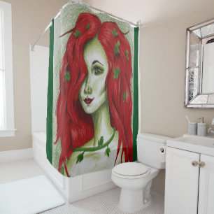 Ivy Nymph Redhead Woman Pixie Fantasy Art Shower Curtain