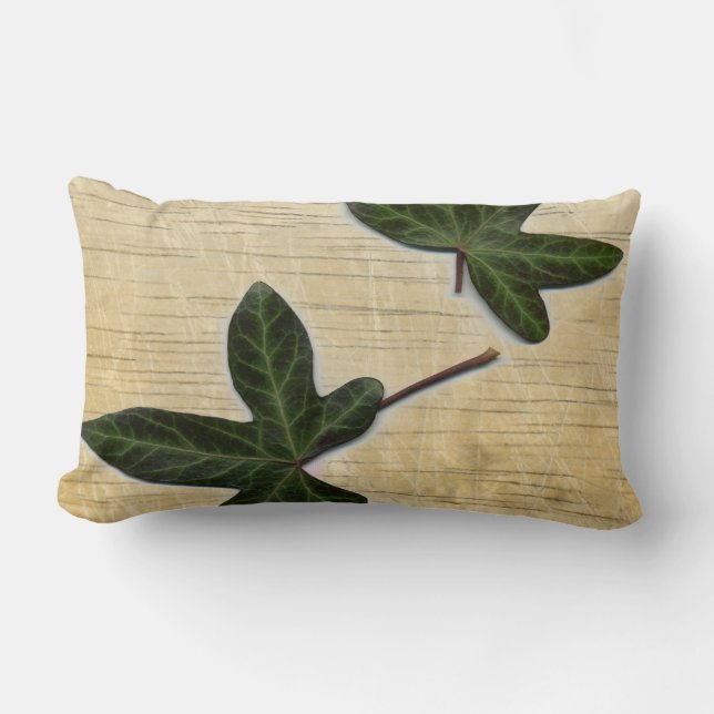 Ivy on Wood Lumbar Cushion (Front)