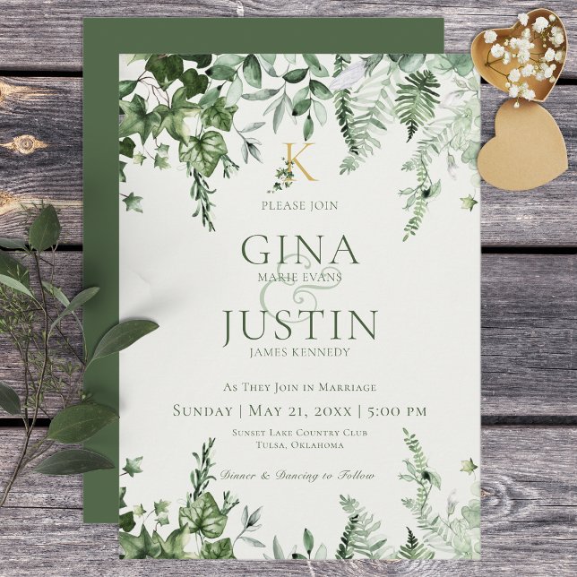 Ivy & Sage Monogram Wedding Invitation (Creator Uploaded)