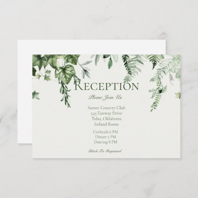 Ivy & Sage Wedding Reception Enclosure Card (Front/Back)