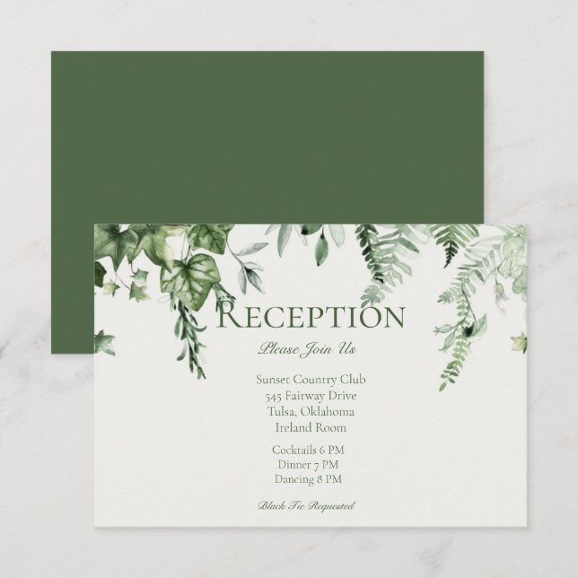 Ivy & Sage Wedding Reception Enclosure Card (Front/Back)
