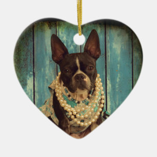 Ivy the Boston Terrier Ceramic Tree Decoration