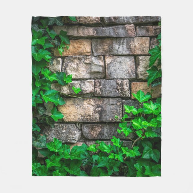 Ivy vine leaf plant broadleaf fleece blanket (Front)