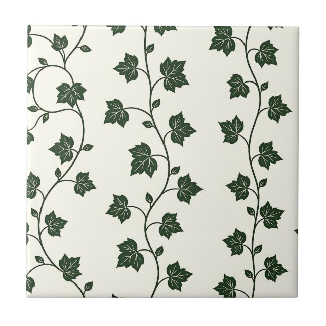 Ivy Vine Seamless Pattern Classic Green Tile (Front)