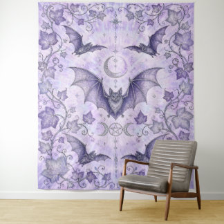 Ivy Vines and Bats Pagan Art Tapestry