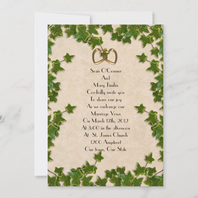Ivy Wedding Invitation leaves (Front)