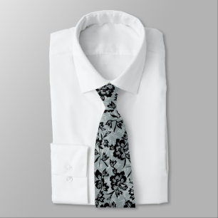 Iwalani Vintage Hawaiian Floral - Grey Tie
