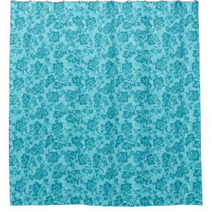 Iwalani Vintage Hawaiian Teal Floral Shower Curtain
