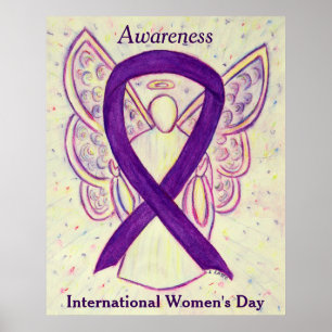 IWD Awareness Ribbon Purple Angel Poster Art Print