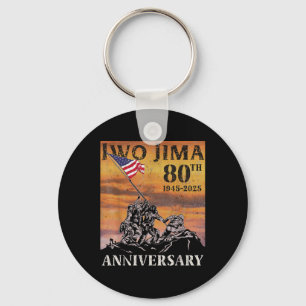 Iwo Jima 80th Anniversary Wwii Veteran Us Flag 4th Key Ring