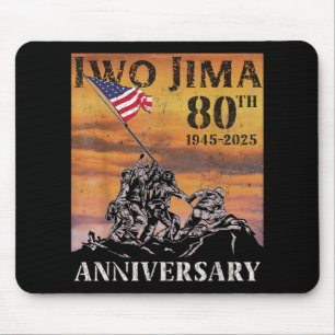 Iwo Jima 80th Anniversary Wwii Veteran Us Flag 4th Mouse Pad