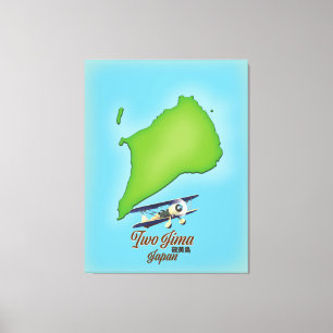Iwo Jima Japan island map Canvas Print