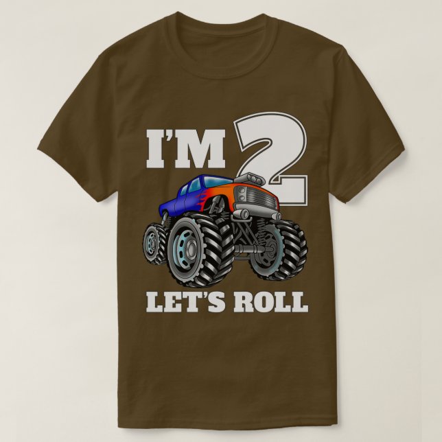 Ix27m 2 Letx27s Roll Monster Truck 2nd Birthday Bo T-Shirt (Design Front)