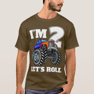 Ix27m 2 Letx27s Roll Monster Truck 2nd Birthday Bo T-Shirt