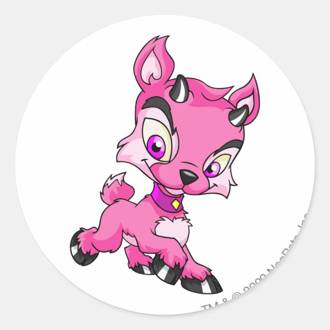 Ixi Pink Classic Round Sticker (Front)
