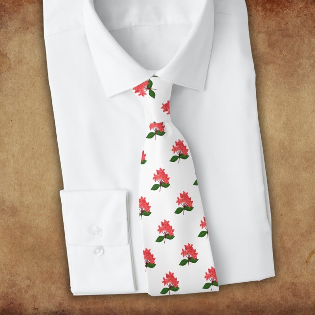 Ixora, Flower of Maha Sarakham (white) Neck Tie (Creator Uploaded)