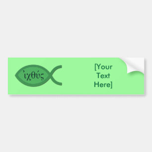 IXOYE Christian Fish Symbol - Green Parchment Bumper Sticker