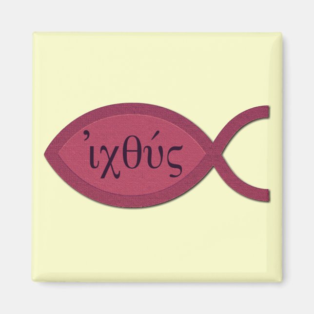 IXOYE Christian Fish Symbol - Red Parchment Magnet (Front)