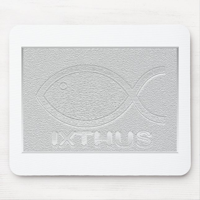 IXTHUS Christian Fish Symbol - Silver Mouse Pad (Front)