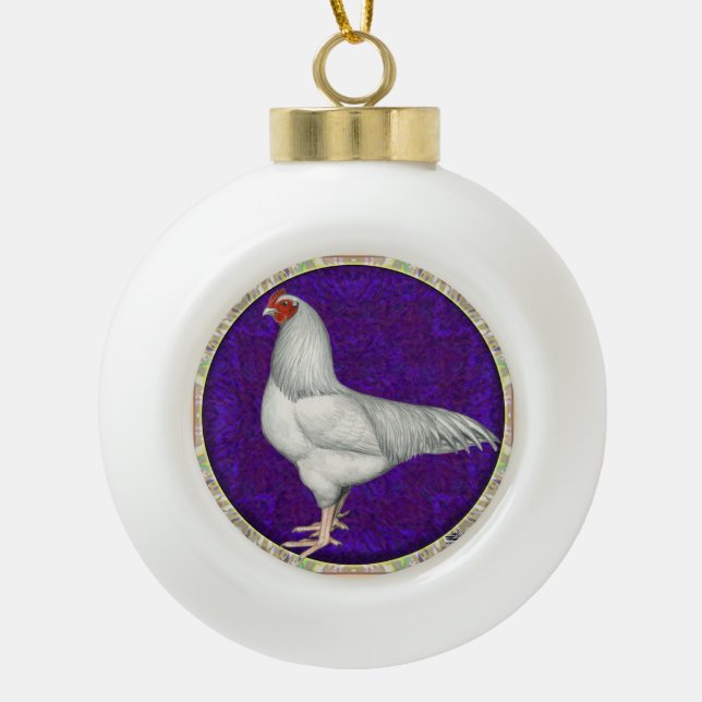 Ixworth Rooster Ceramic Ball Christmas Ornament (Front)