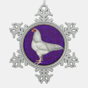 Ixworth Rooster Snowflake Pewter Christmas Ornament