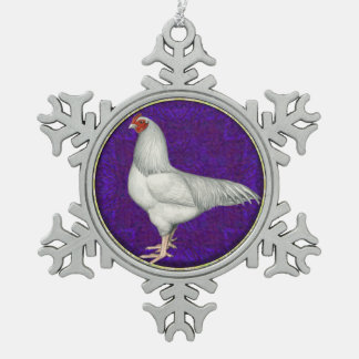 Ixworth Rooster Snowflake Pewter Christmas Ornament