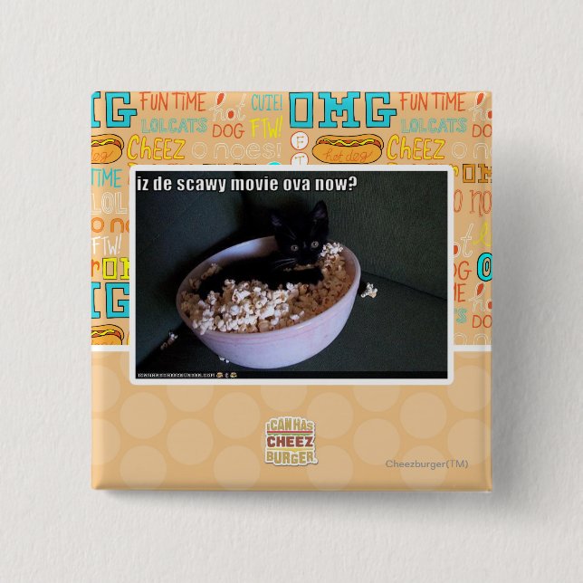 Iz de scawy movie ova now? 15 cm square badge (Front)