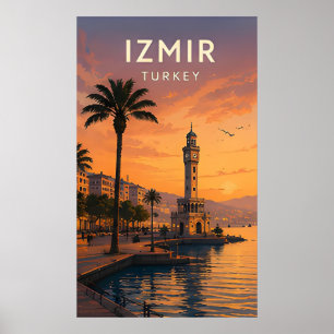 🌅 Izmir Turkey Clock Tower And Seafront Views Poster