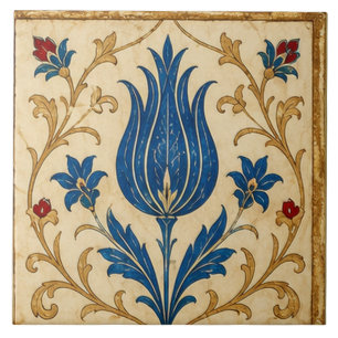 Iznik Blue Tulip Ottoman Floral Art Tile